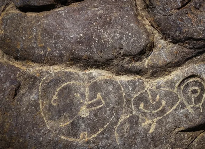 Image similar to Closeup photograph of petroglyphs on a boulder