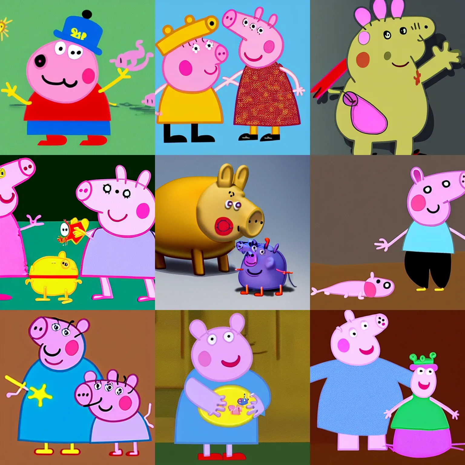 Prompt: peppa pig with mild jaundice from excess of bilirubin in bloodstream