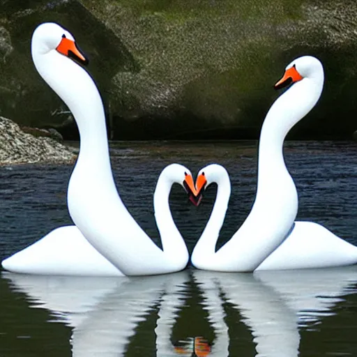 Prompt: elegant robotic swan smimming on water