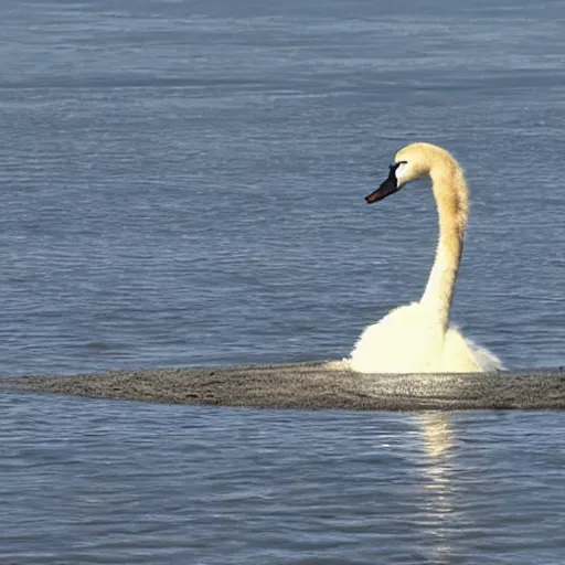 Image similar to photo of a hybrid between a swan and an alpaca