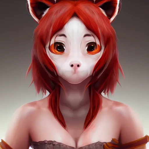 Prompt: portrait of an antrophomorph red panda girl, anime style, digital art, highly detailed, award winning, concept art, intricate, sharp focus, Trending on Artstation HQ, unreal engine 5, 4K UHD image