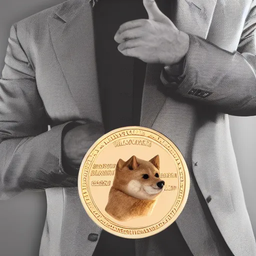 Prompt: ilon musk holding a doge coin