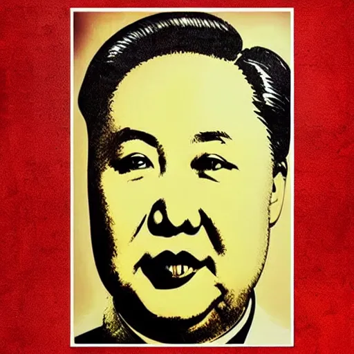 Image similar to portrait of chairman mao with the face of marilyn monroe a psychdelic poster