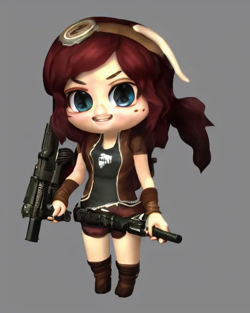 Image similar to katelynn mini cute style, highly detailed, rendered, ray - tracing, cgi animated, 3 d demo reel avatar, style of maple story, maple story gun girl, katelynn from league of legends chibi, perfect eyes, realistic eyes