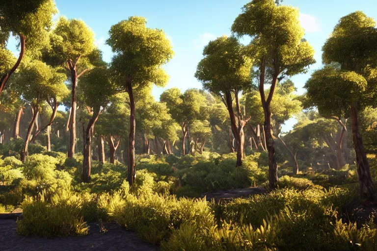 Prompt: diamond forest with gilded trees and jeweled flowers by unreal engine, photorealistic