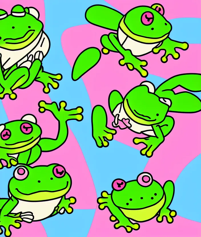 chibi animated frog, in the style of sanrio and hello, Stable Diffusion