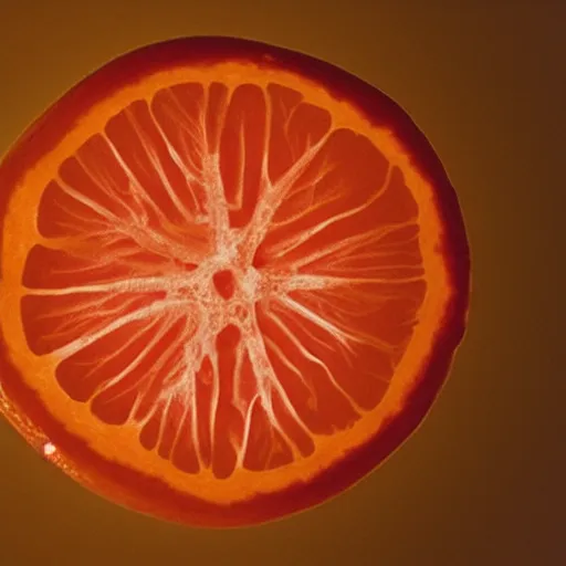 Image similar to x - ray of an orange that has bones inside of it