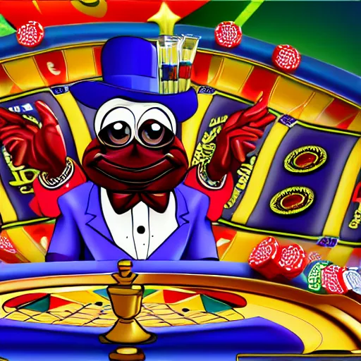 Prompt: pepe casino dealer, gambling, casino, detailed