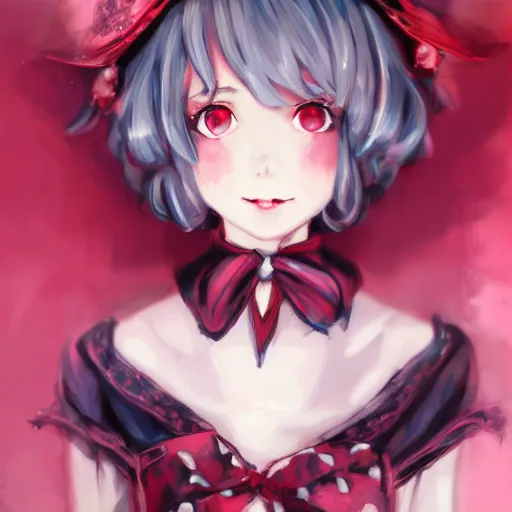 Prompt: portrait of Remilia Scarlet from Touhou, drawn by WLOP, by Avetetsuya Studios, attractive character, colored sketch anime manga panel, trending on Artstation