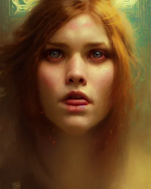 Image similar to a face portrait of geek girl, high detail, cleary see face, by gaston bussiere, bussiere rutkowski andreas rocha, bayard wu, greg rutkowski, odd nerdrum, maxim verehin, dan dos santos, masterpiece, sharp focus, cinematic lightning