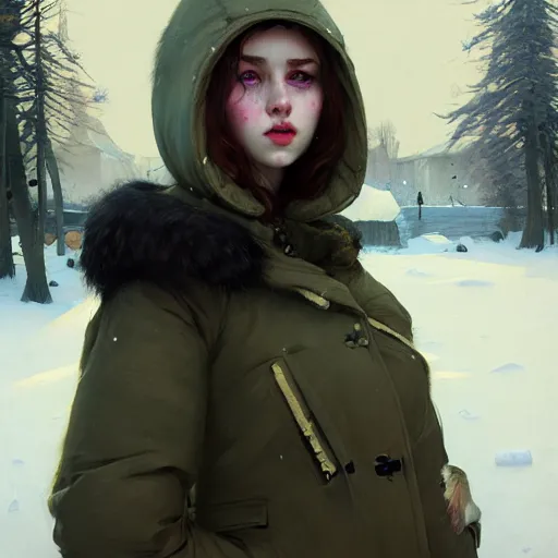 Prompt: young angry woman, beautiful girl, full body, parka, in an igloo, realistic, serov, surikov, vasnetsov, repin, kramskoi, insanely detailed, charlie bowater, tom bagshaw, high resolution, octane rendered, unreal engine, illustration, trending on artstation, masterpiece, 8 k