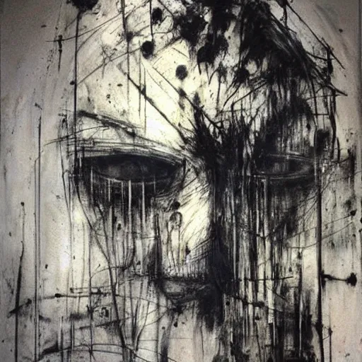 Prompt: just art for dark metal music, no words, no letters, only art by guy denning