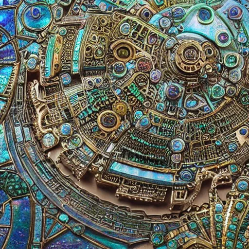 Image similar to colossal steampunk city made of iridescent beetle carapace, ancient middle eastern architecture