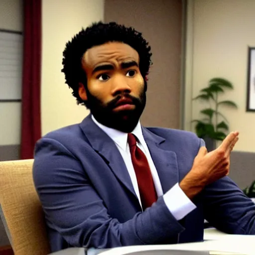 Image similar to a tv still of donald glover starring in the office ( 2 0 0 5 )