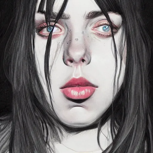 Prompt: beautiful illustration of billie eilish artstation