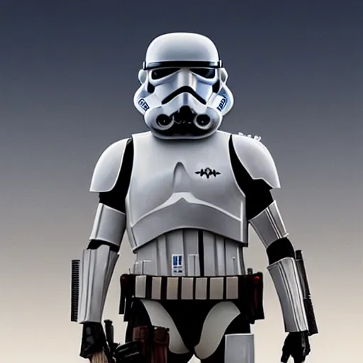 Image similar to an extremely long shot of an imperial stormtrooper walking concept art by Doug Chiang cinematic, realistic painting, high definition, very detailed, extremely high detail, photo realistic, symmetrical, concept art, the Mandalorian concept art style