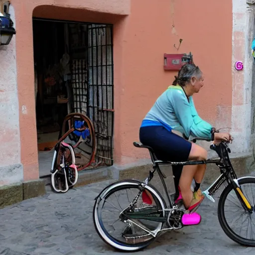 Image similar to esperanza macarena de sevilla montando en bicicleta