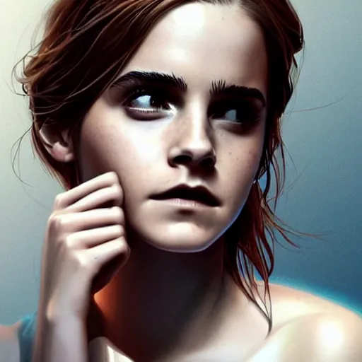 Prompt: emma - watson!! emma watson in cyberpunk 2 0 7 7, promotional, intricate, elegant, highly detailed, digital painting, artstation, concept art, smooth, sharp focus, illustration, art by artgerm and greg rutkowski