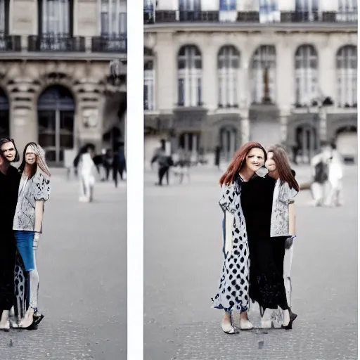 Prompt: 1 2 0 mm photo of two sisters in paris