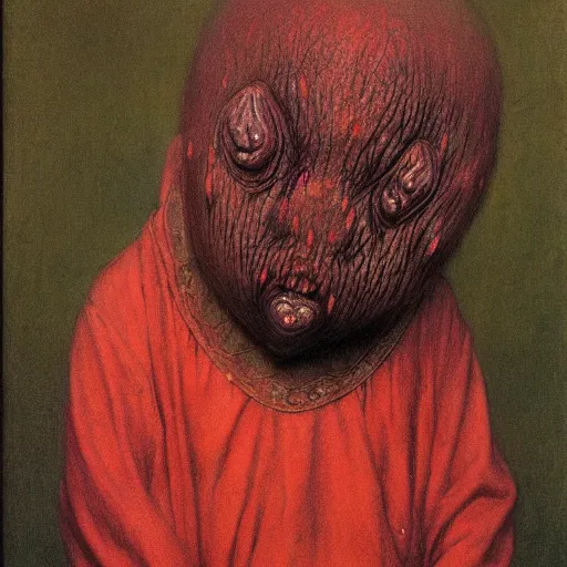 Image similar to style by millais, ( ( ( ( ( ( ( ( by beksinski ) ) ) ) ) ) ) ), portrait painting of american yokai, 8 k, highly detailed,