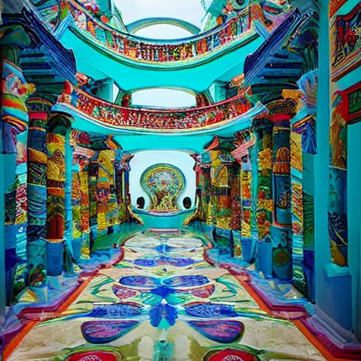 Image similar to Gorgeous, colorful, and beautiful buildings in the mythical city of Atlantis. Award-winning photograph for Architectural Digest.