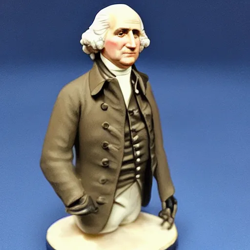 Image similar to tabletop figurine of george washington, painted plastic, studio lighting