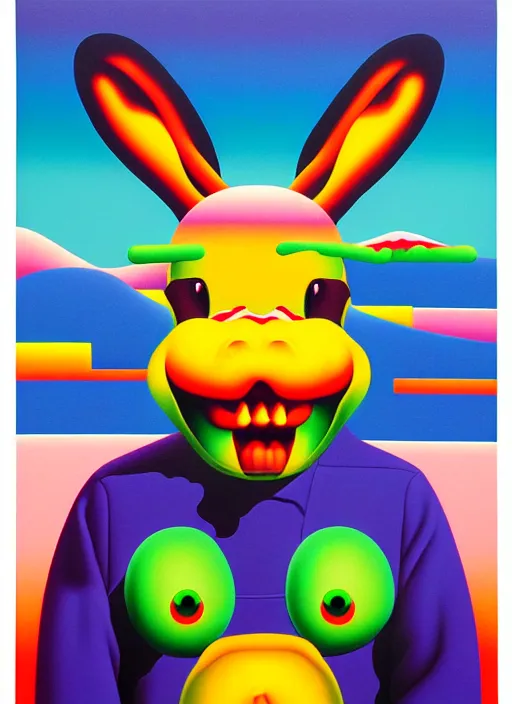 Prompt: zombie donkey by shusei nagaoka, kaws, david rudnick, airbrush on canvas, pastell colours, cell shaded, 8 k