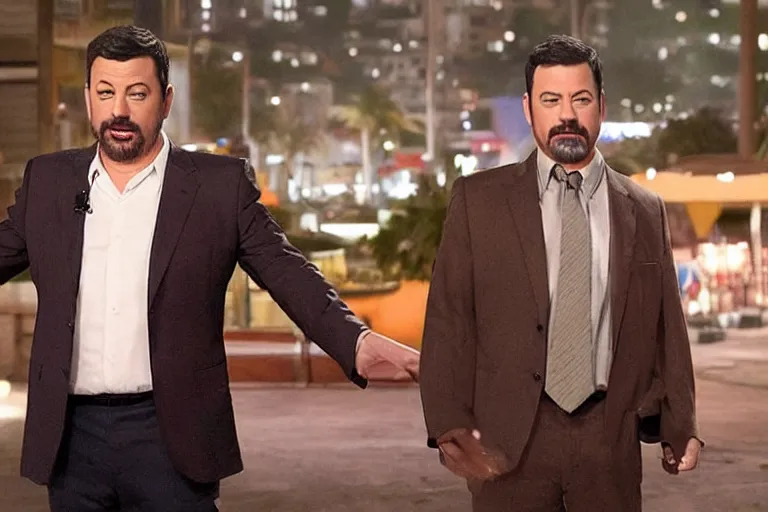 Image similar to jimmy kimmel as an racist caricature of a mexican man in the new movie directed by joss whedon, movie still frame, artificial tanning skin, promotional image, critically condemned, top 6 worst movie ever imdb list, symmetrical shot, idiosyncratic, relentlessly detailed, limited colour palette