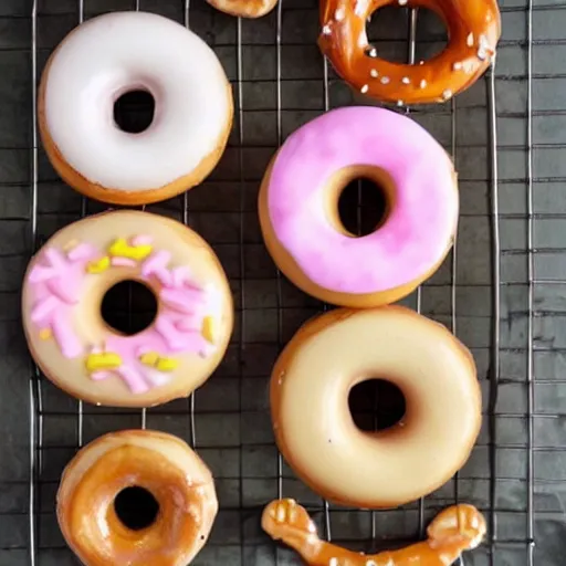 Image similar to kawaii donuts made from pretzels