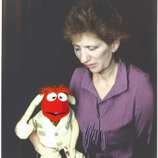 Image similar to photograph of My mom, as a muppet looking, very disappointed in me, as a muppet (1983)