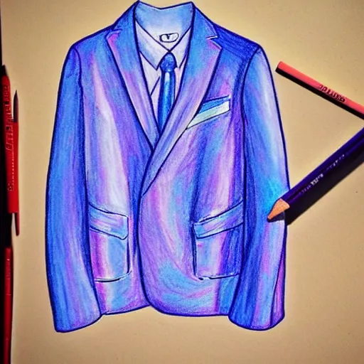 Prompt: a drawing of a blue and purple jacket, a color pencil sketch by avgust cernigoj, instagram contest winner, digital art, art on instagram, childs drawing, seapunk