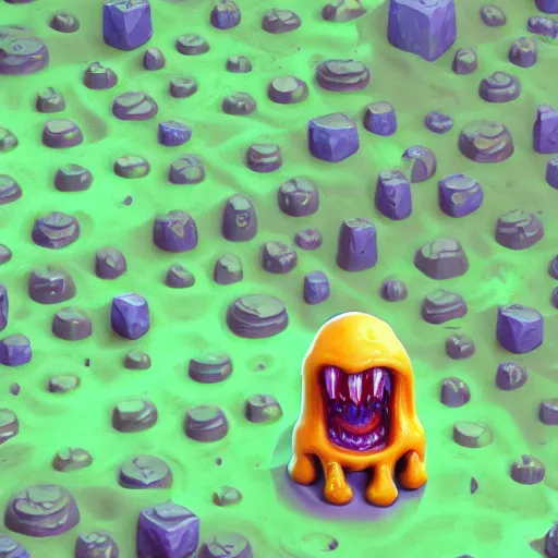 Image similar to slime lord king of the slime universe, skeleton, full body included, wide shot, 1 4 mm lens, f 2. 8, goopy, goop, fluids, soft tissue, subsurface scattering, reflections, ambient occlusion, raytracing, unreal engine 5, pixel art 8 - bit, by beeple