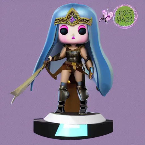 Image similar to girl with medieval armor sad pop mart city of night series figurine toy design