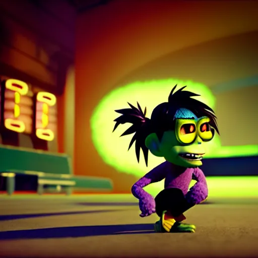 Image similar to octane render pixar unreal engine 3 d gorillaz noodle character