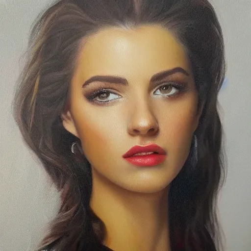 Prompt: hyperrealistic painting of a beautiful woman.