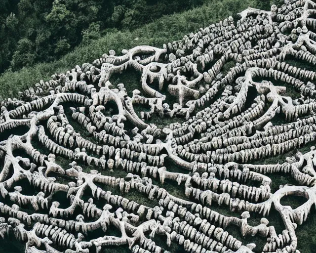 Prompt: The valley of bones, high angle looking down, nature