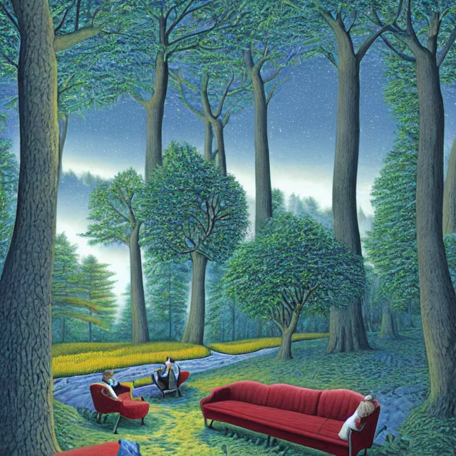 Image similar to a couch in the forest by rob gonsalves