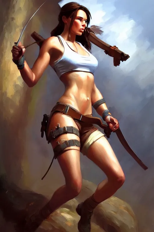 Image similar to tomb raider, painting by vladimir volegov, j. c. leyendecker, tom of finland, trending on artstation