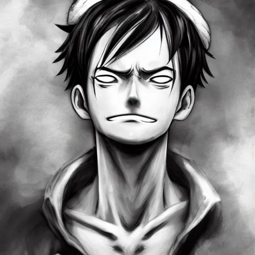 Prompt: Luffy in the style of Charlie Bowater, realistic