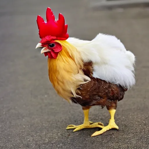 Image similar to photography cute chicken dressed as a prisioner