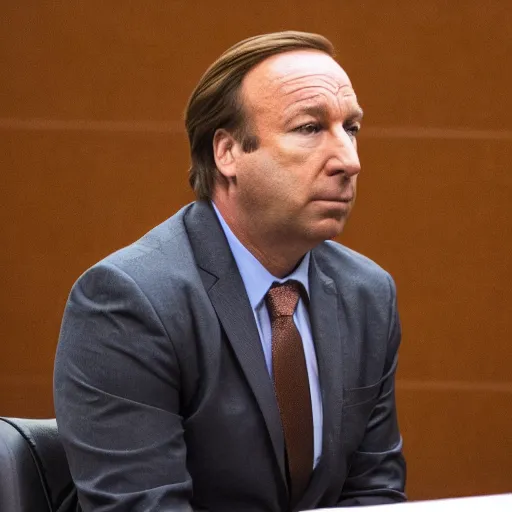 Image similar to saul goodman defending alex jones in court, courtroom photo, sharp, high quality, 8k