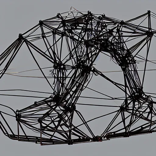 Prompt: a cel shaded rendering of a biomechanical cyber strandbeest by theo jansen by alberto baisi