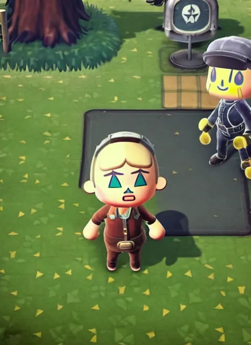 Prompt: screen shot from the fallout 4 crossover with animal crossing, ps 5