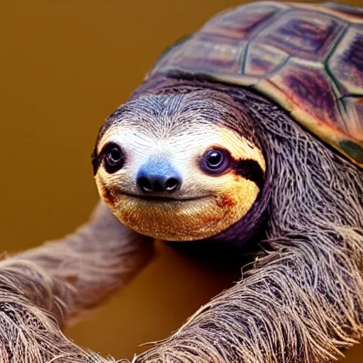 Prompt: sloth turtle hybrid, bold natural colors, national geographic photography, masterpiece, full shot