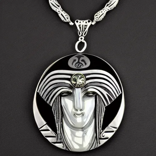 Image similar to artnouveau necklace of god horus giger and lalique style