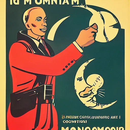 Image similar to propaganda poster for colonizing the moon with pointing cat , by bonesetell