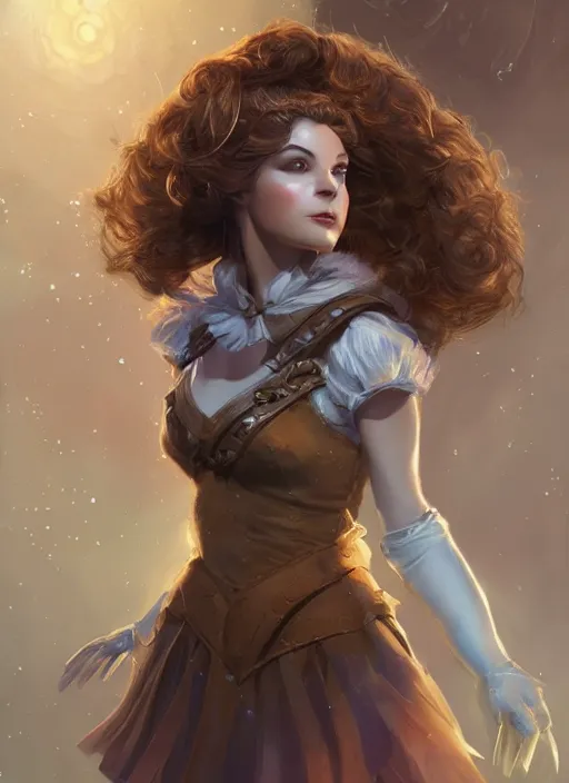 Image similar to beautiful female Dorothy gale, full body character concept, armor, super powers, fantasy, intricate, elegant, highly detailed, digital painting, artstation, concept art, shining, sharp focus, illustration, art by stanley lau