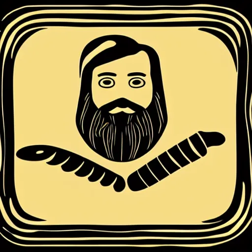 Prompt: bearded man turns bowl on lathe, vector art, simple, clean