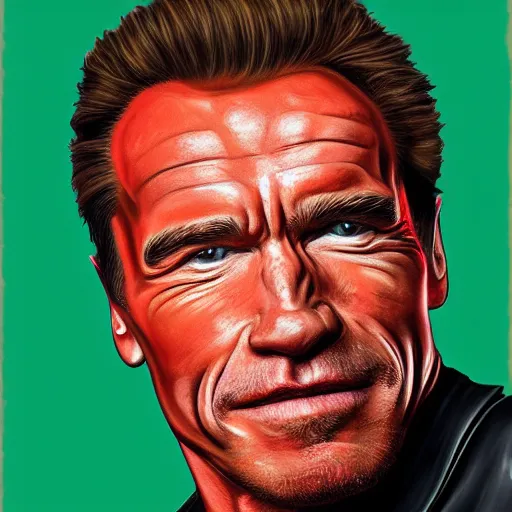 Prompt: portrait of Arnold Schwarzenegger , highly detailed, centered, solid color background, digital painting