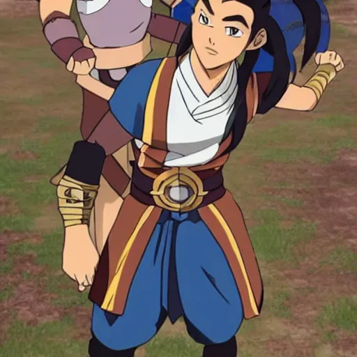 Image similar to sokka from avatar meets callum from the dragon prince, the style of bnha